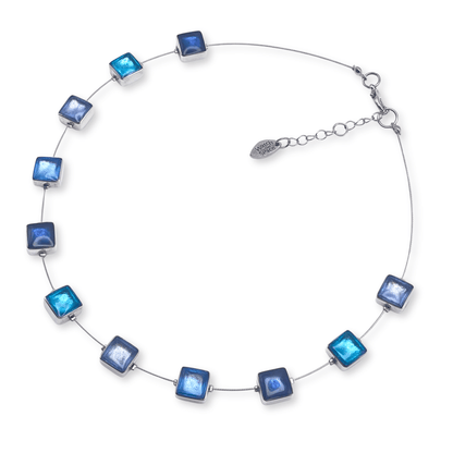 Ocean Aluminium Squares Shiny Necklace | The Jewellery Stop