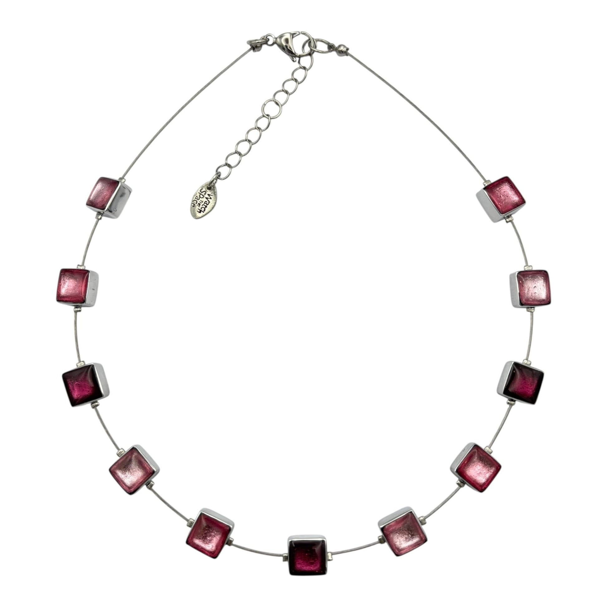 Peony Aluminium Squares Shiny Necklace | The Jewellery Stop