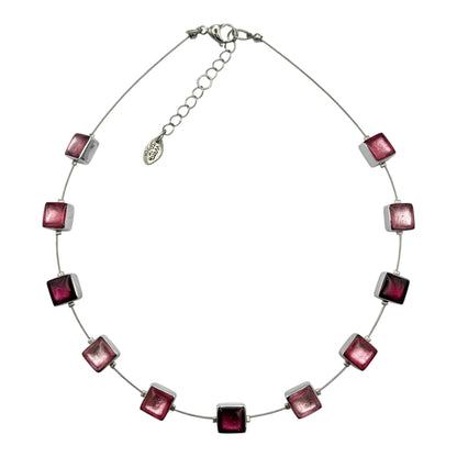 Peony Aluminium Squares Shiny Necklace | The Jewellery Stop