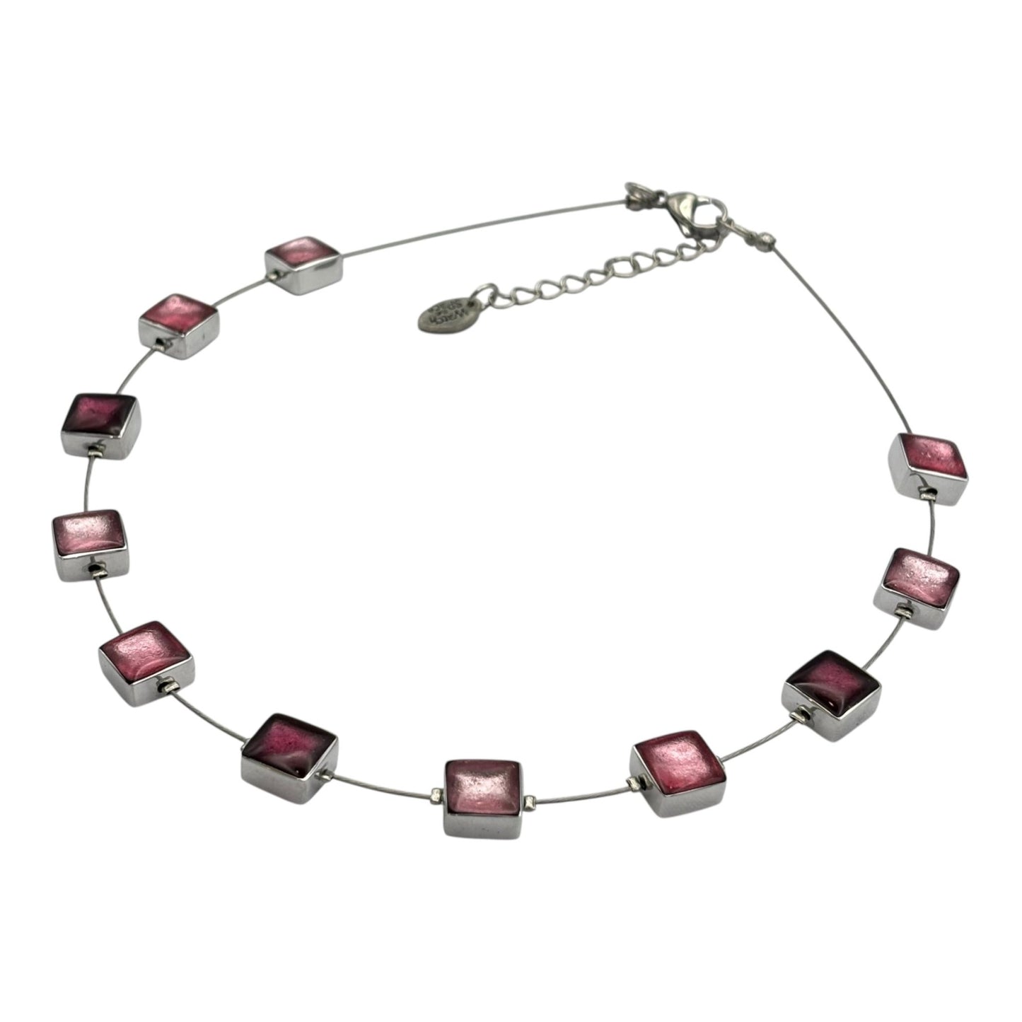 Peony Aluminium Squares Shiny Necklace | The Jewellery Stop