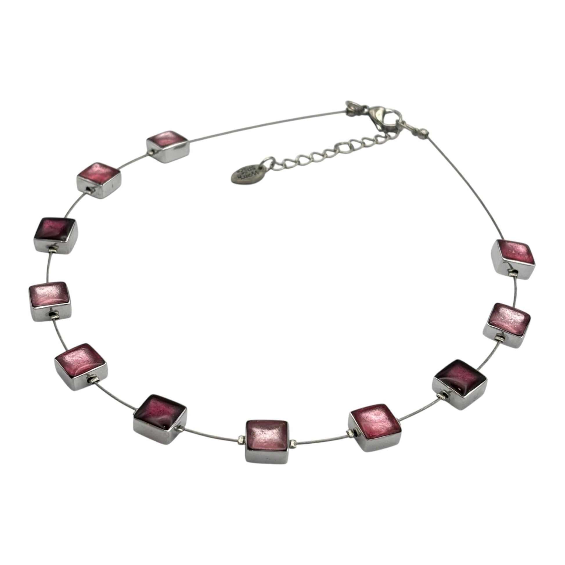 Peony Aluminium Squares Shiny Necklace | The Jewellery Stop