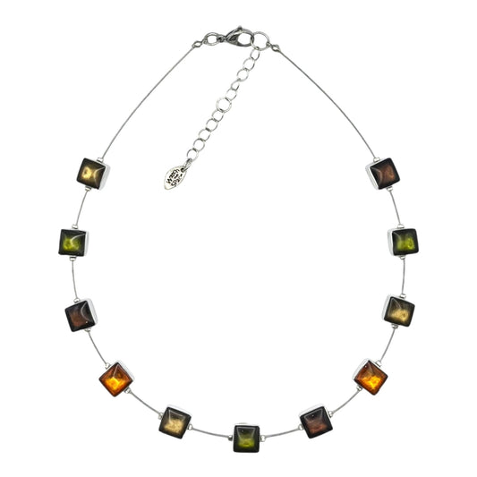 Pistachio Aluminium Squares Shiny Necklace | The Jewellery Stop