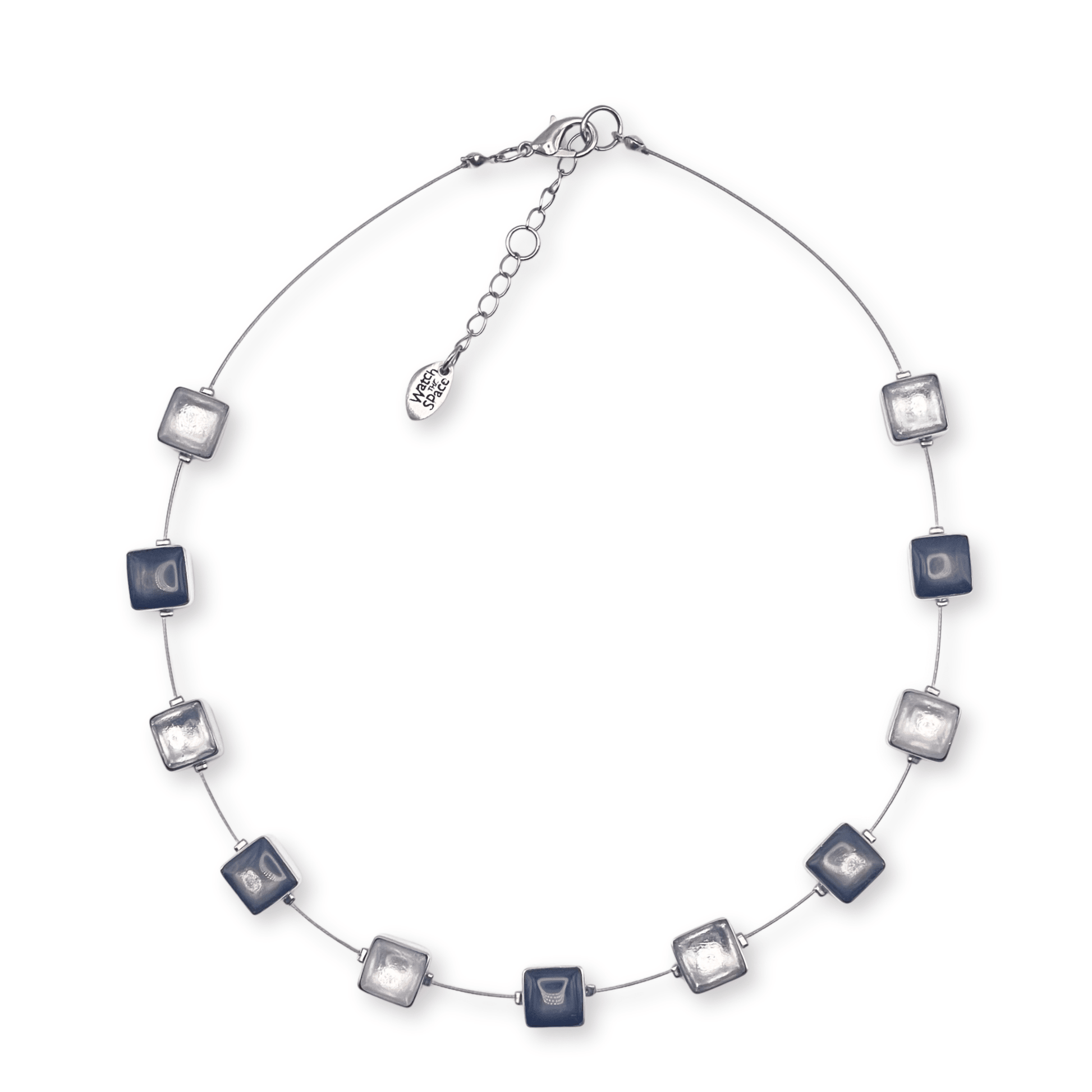Silhouette Aluminium Squares Shiny Necklace | The Jewellery Stop