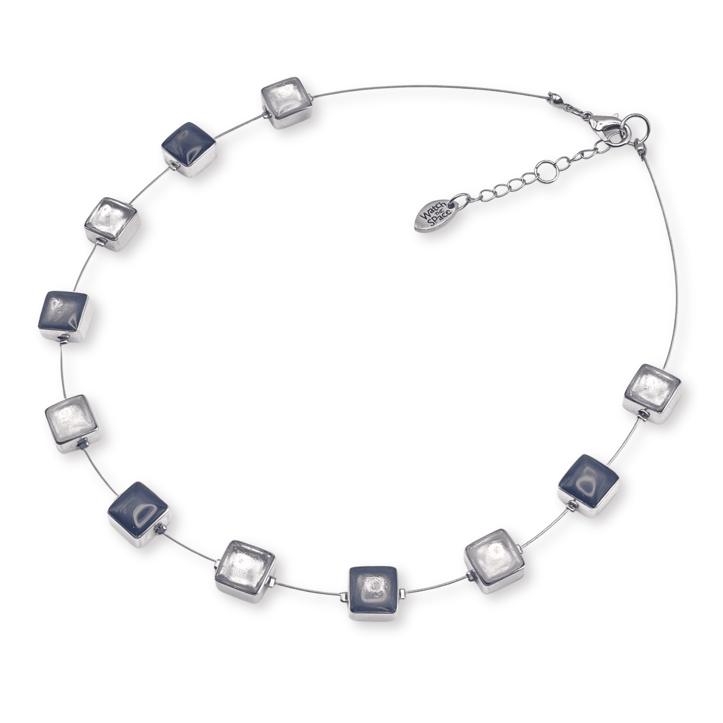 Silhouette Aluminium Squares Shiny Necklace | The Jewellery Stop