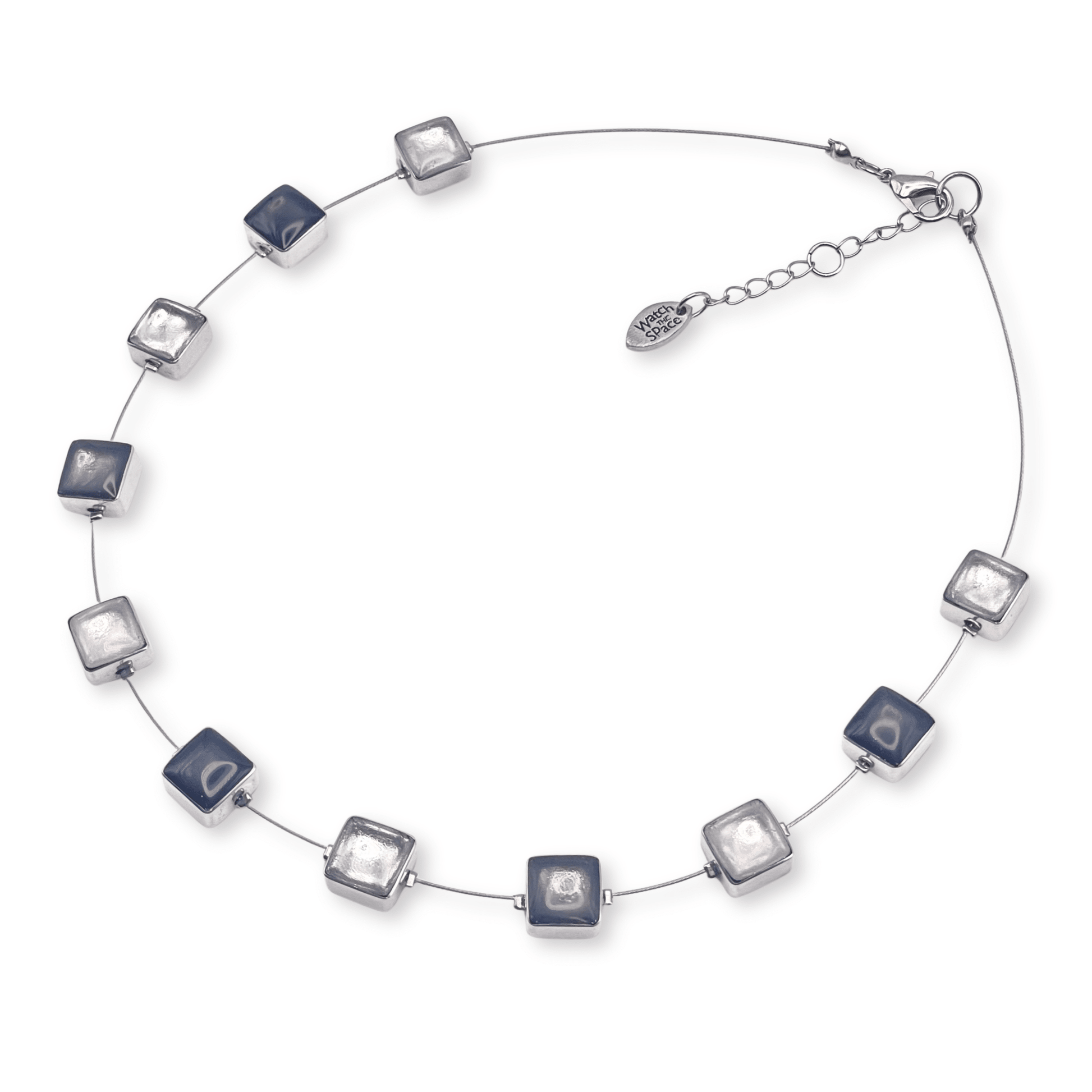 Silhouette Aluminium Squares Shiny Necklace | The Jewellery Stop