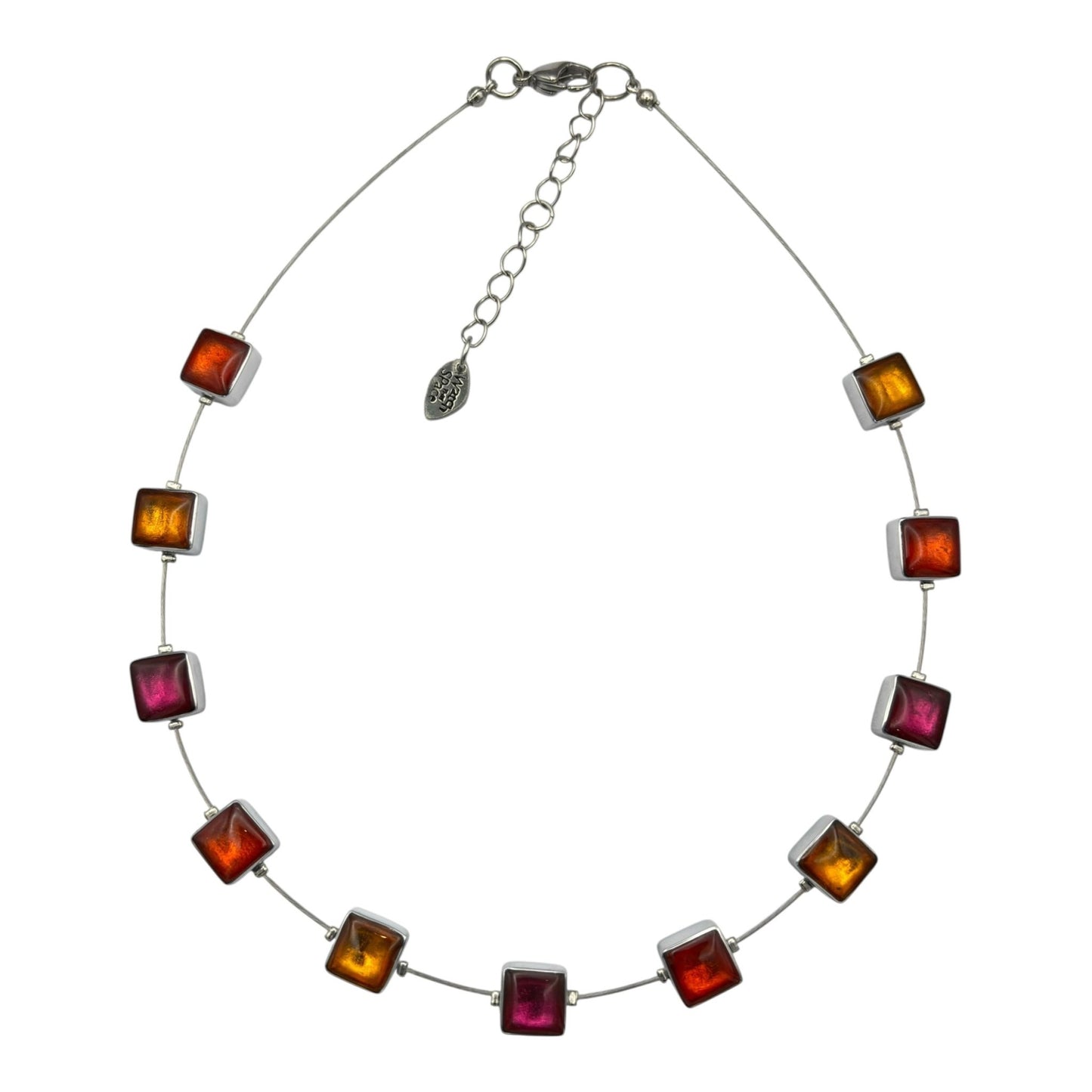 Tropical Aluminium Squares Shiny Necklace | The Jewellery Stop
