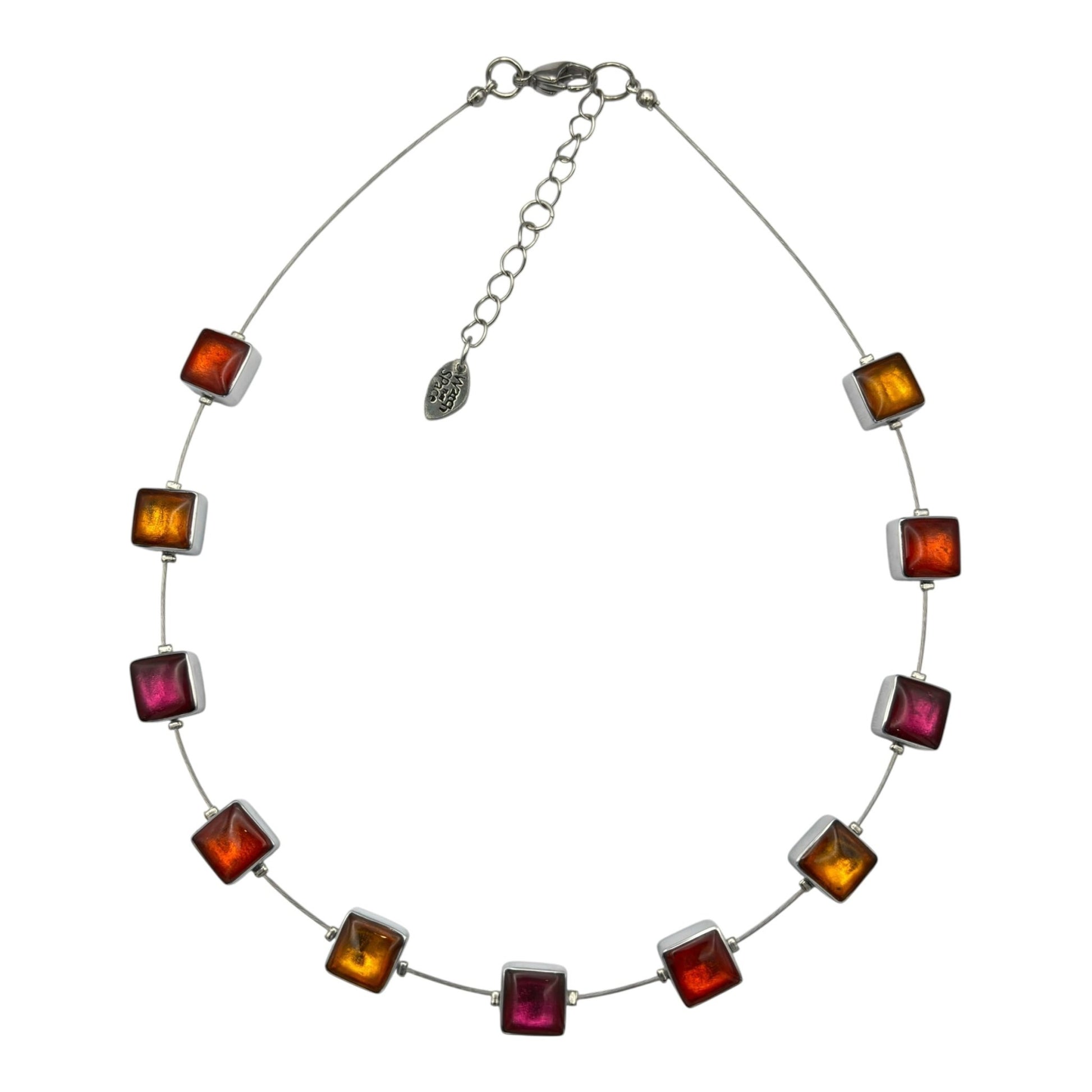 Tropical Aluminium Squares Shiny Necklace | The Jewellery Stop