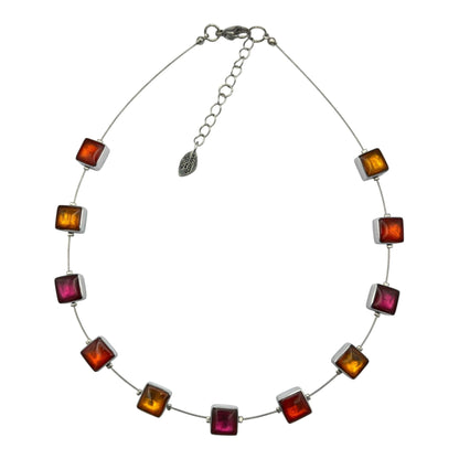 Tropical Aluminium Squares Shiny Necklace | The Jewellery Stop