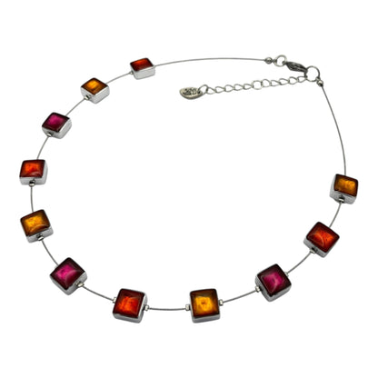 Tropical Aluminium Squares Shiny Necklace | The Jewellery Stop