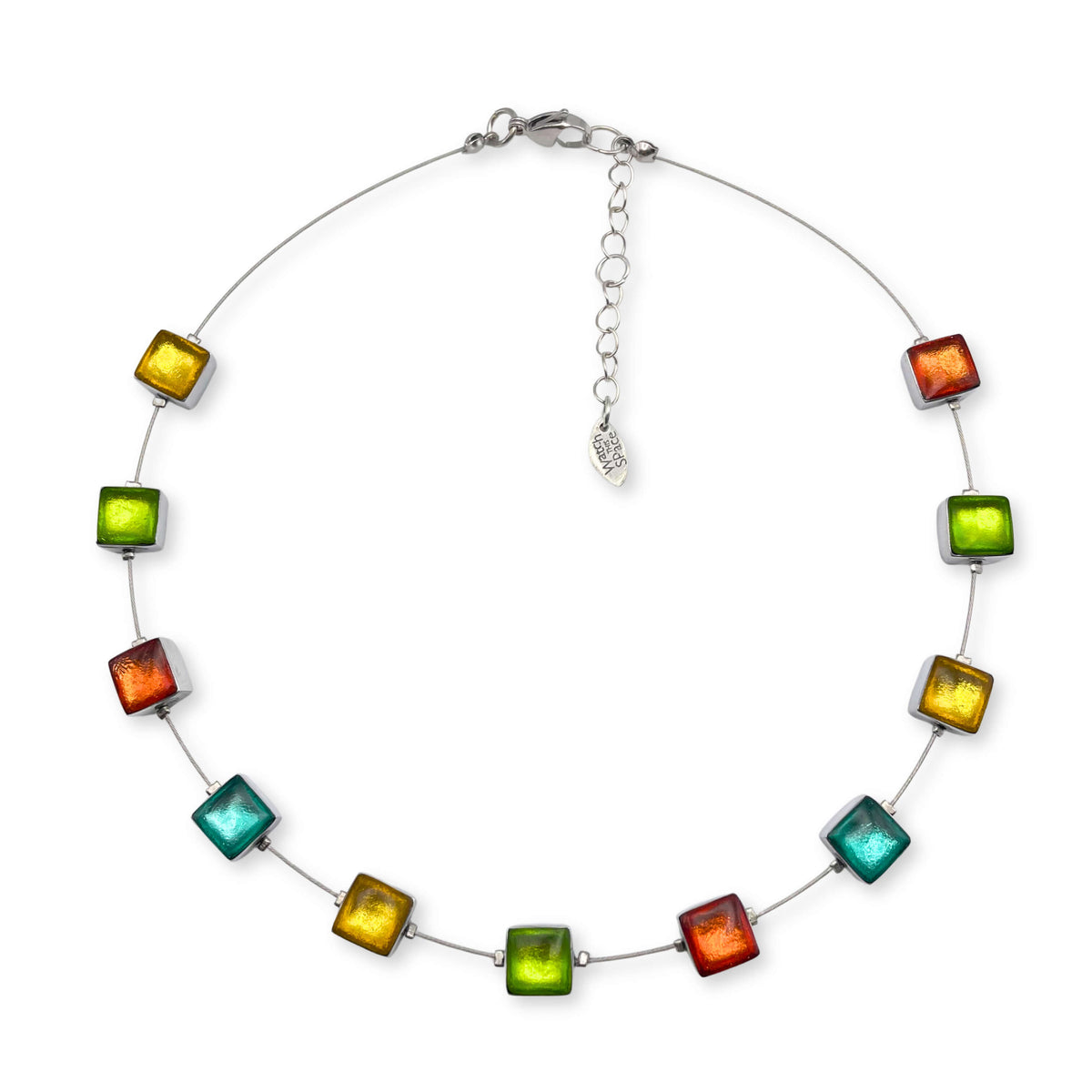 Zest Aluminium Squares Shiny Necklace
