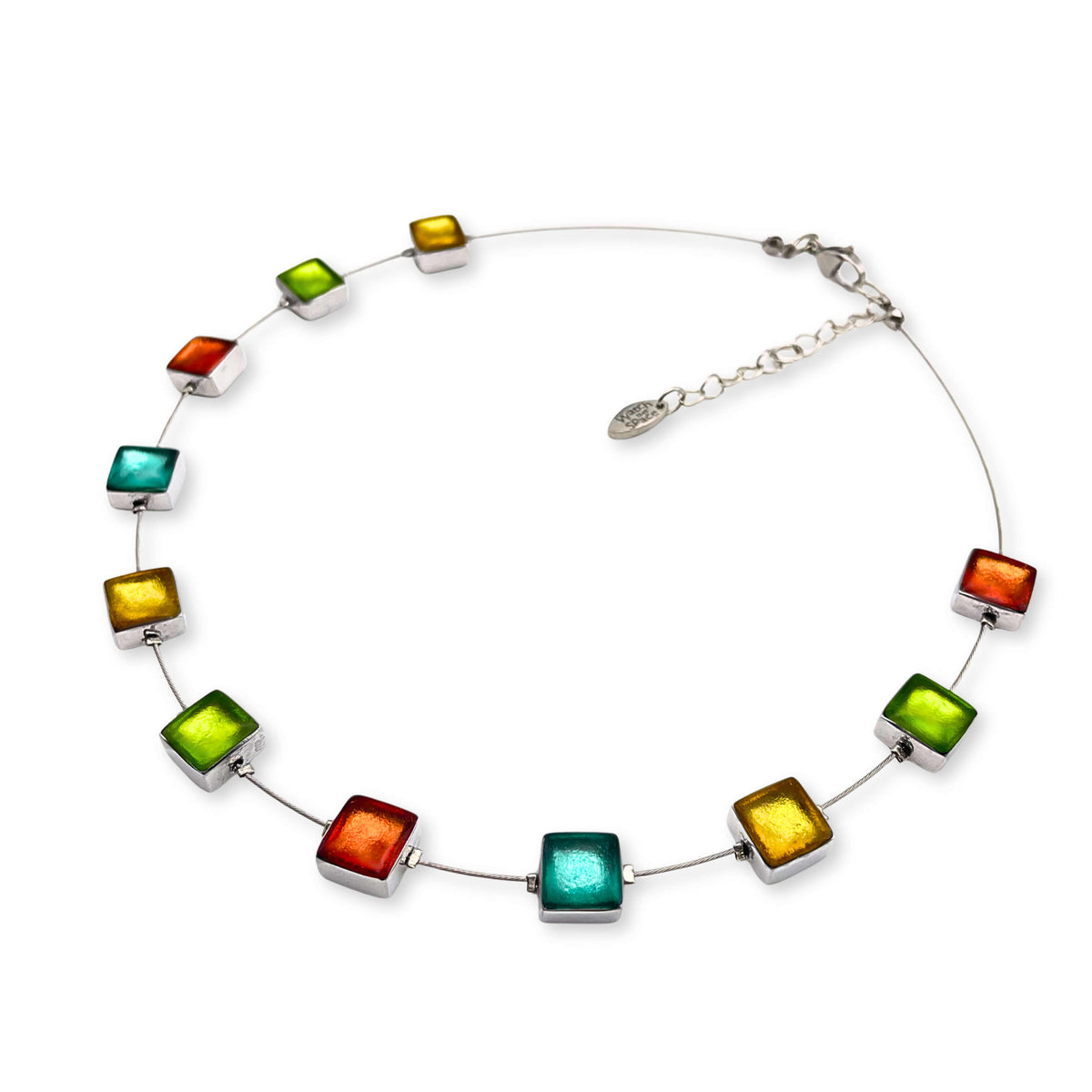 Zest Aluminium Squares Shiny Necklace