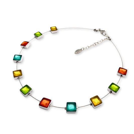Zest Aluminium Squares Shiny Necklace