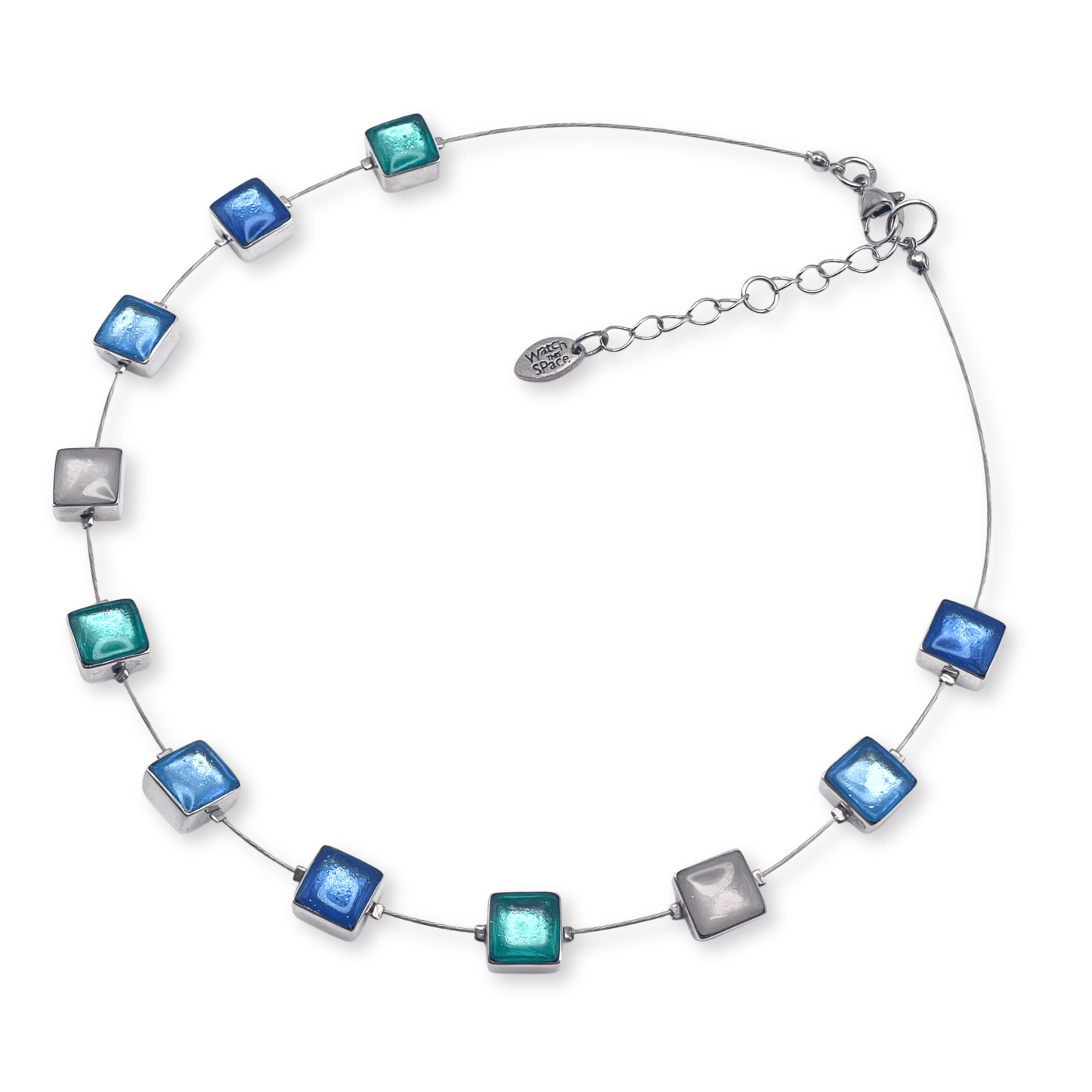 Arctic Aluminium Squares Shiny Necklace | The Jewellery Stop