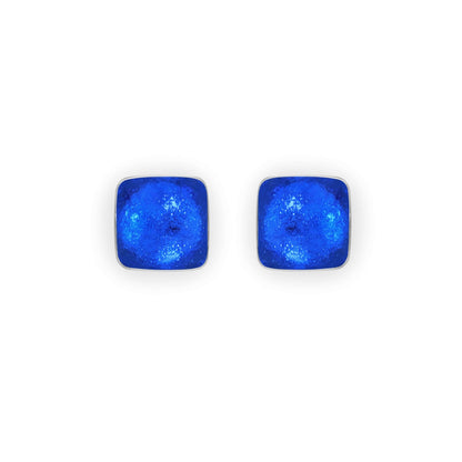 Azure Aluminium Squares Shiny Stud Earrings | The Jewellery Stop