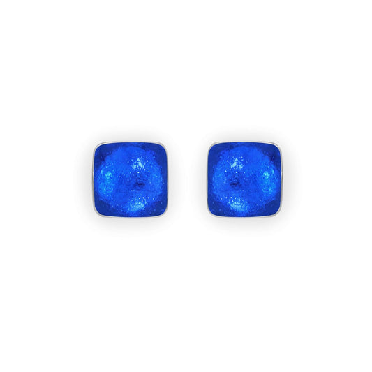 Azure Aluminium Squares Shiny Stud Earrings | The Jewellery Stop