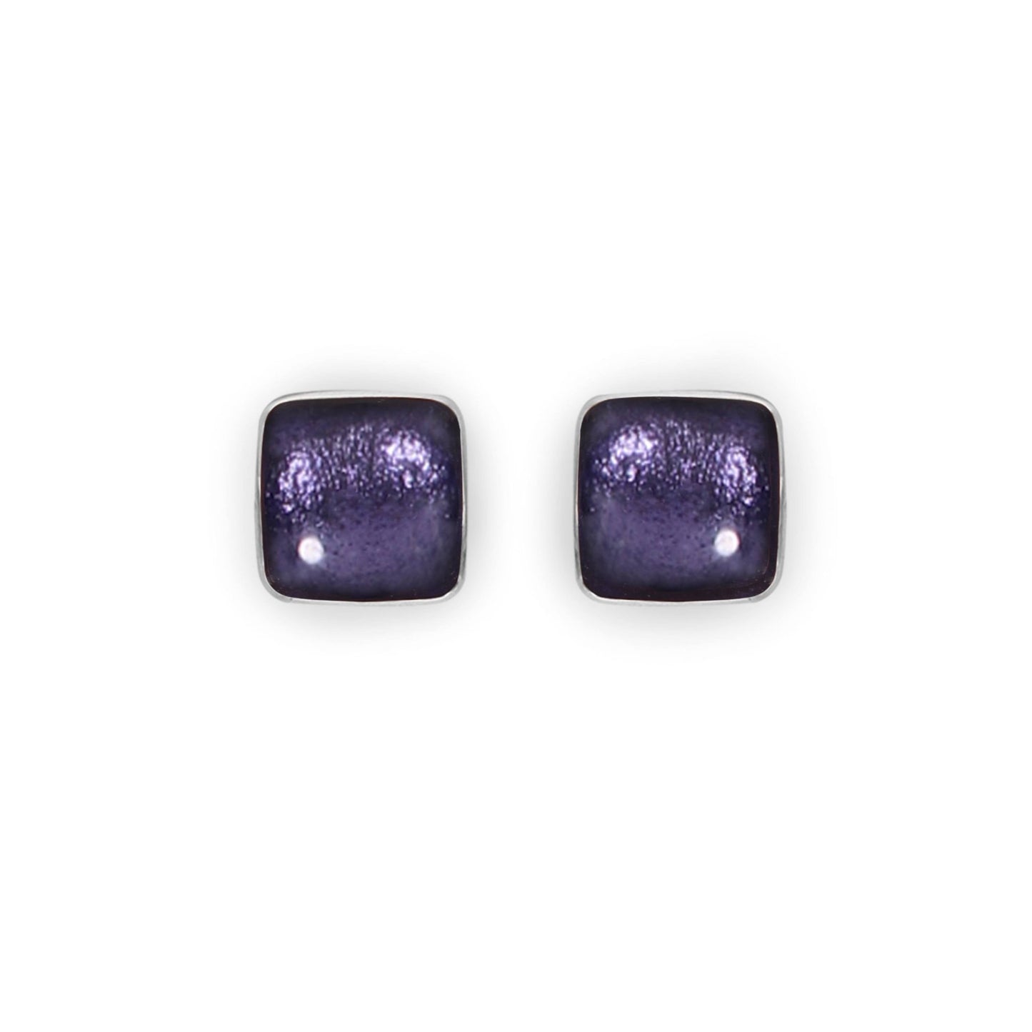 Lavender Aluminium Squares Shiny Stud Earrings | The Jewellery Stop