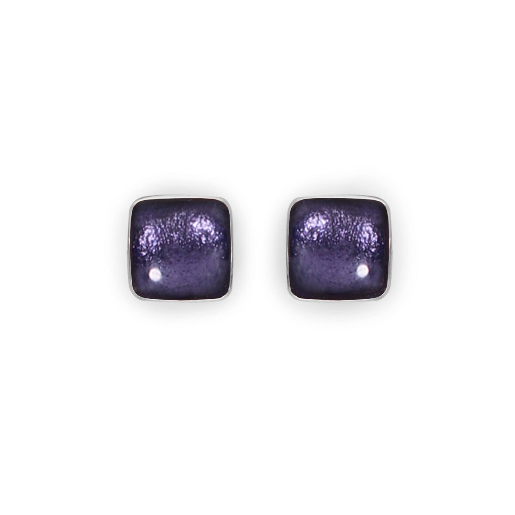 Lavender Aluminium Squares Shiny Stud Earrings | The Jewellery Stop