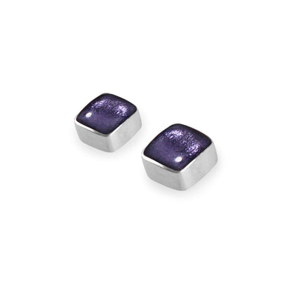 Lavender Aluminium Squares Shiny Stud Earrings | The Jewellery Stop