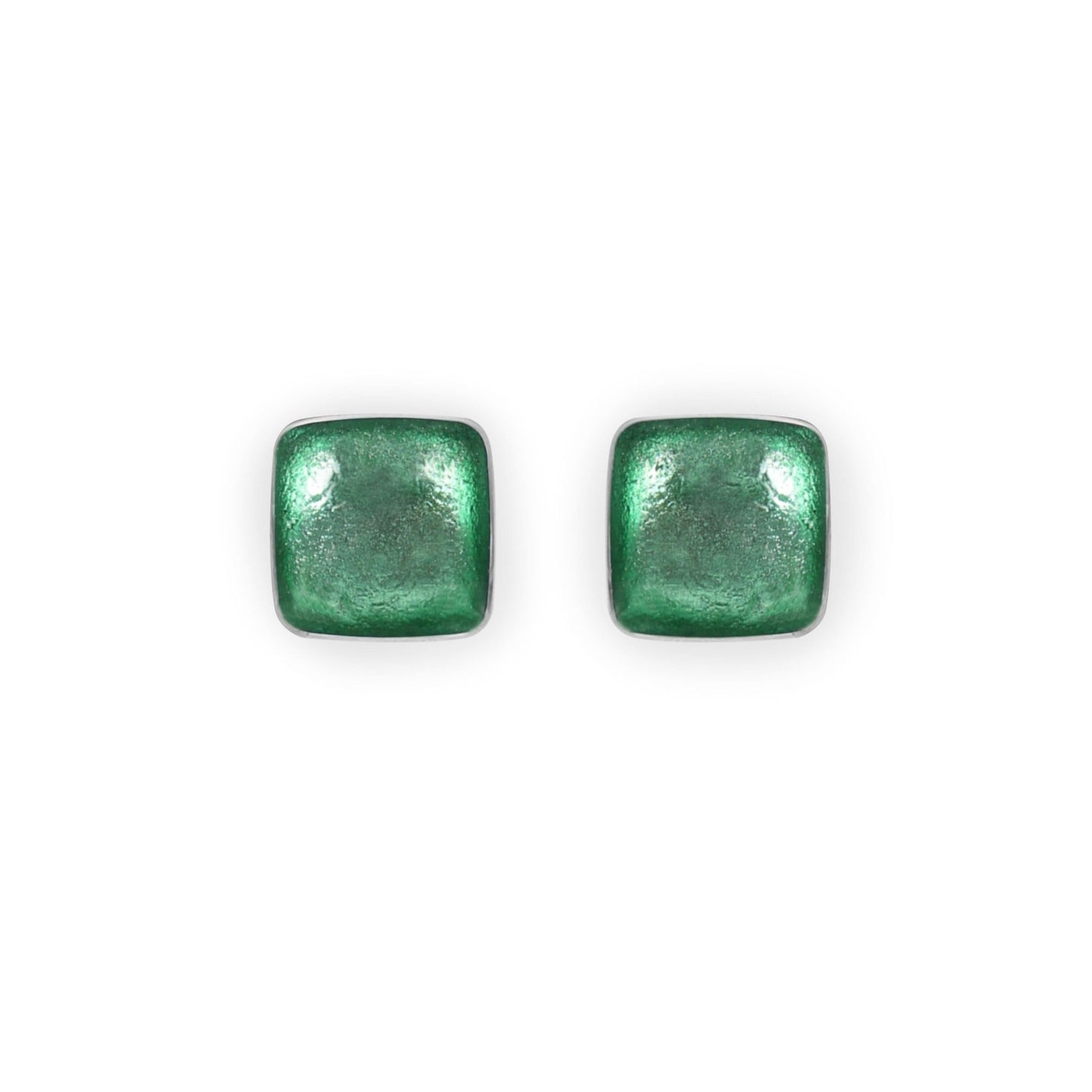 Mint Aluminium Squares Shiny Stud Earrings | The Jewellery Stop