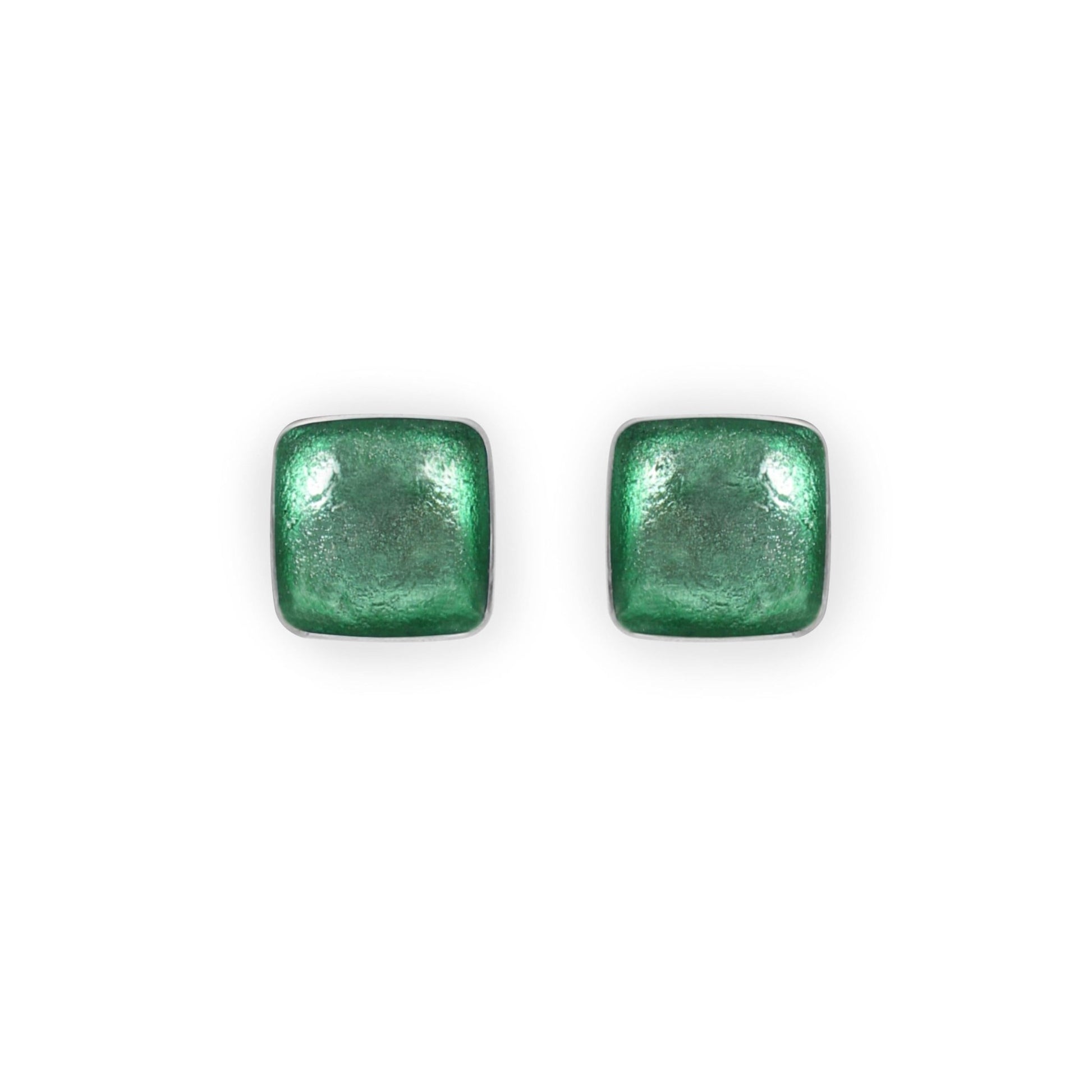 Mint Aluminium Squares Shiny Stud Earrings | The Jewellery Stop