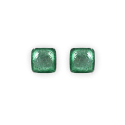 Mint Aluminium Squares Shiny Stud Earrings | The Jewellery Stop