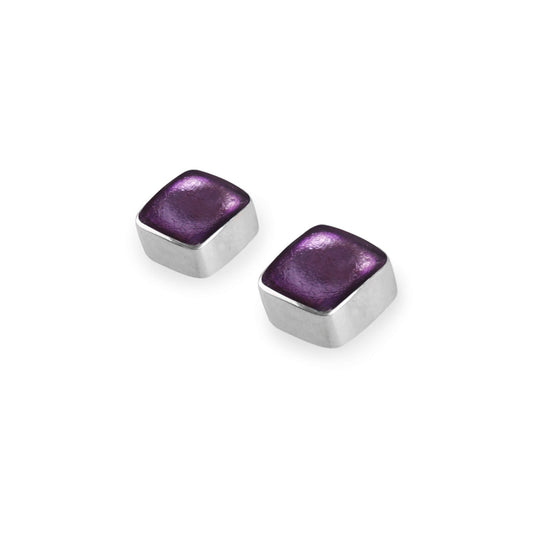 Nessie Aluminium Squares Shiny Stud Earrings | The Jewellery Stop