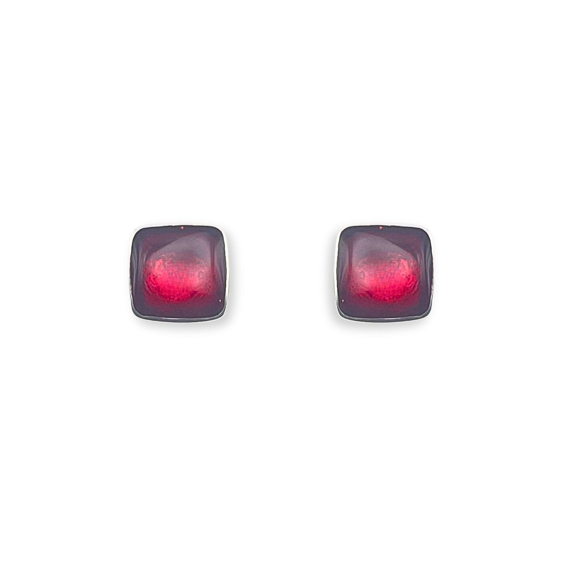 Maple Aluminium Squares Shiny Stud Earrings
