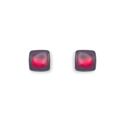 Maple Aluminium Squares Shiny Stud Earrings
