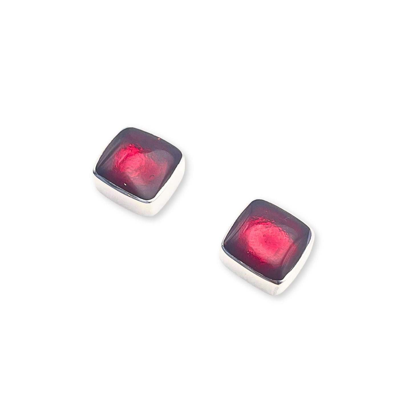 Maple Aluminium Squares Shiny Stud Earrings