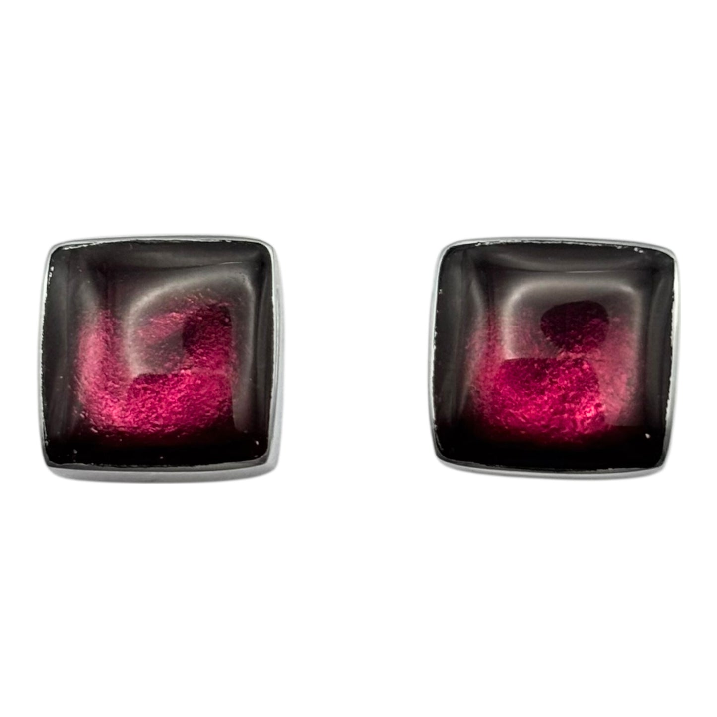 Peony Aluminium Squares Shiny Stud Earrings
