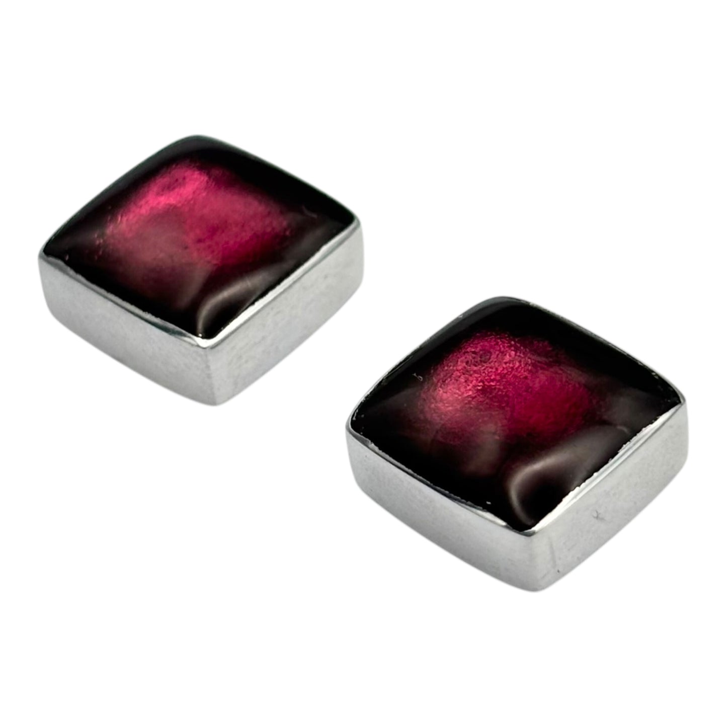 Peony Aluminium Squares Shiny Stud Earrings