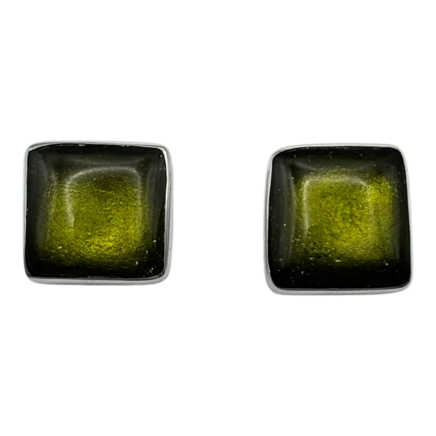 Pistachio Aluminium Squares Shiny Stud Earrings