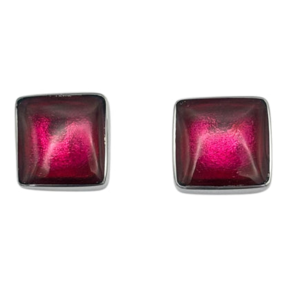 Tropical Aluminium Squares Shiny Stud Earrings