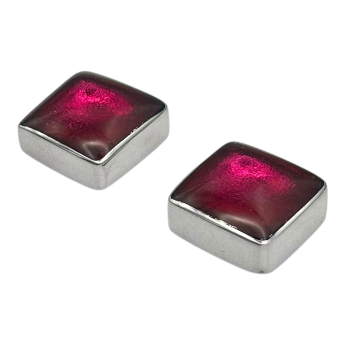 Tropical Aluminium Squares Shiny Stud Earrings