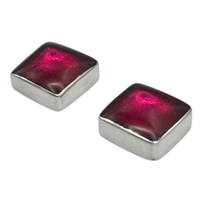 Tropical Aluminium Squares Shiny Stud Earrings