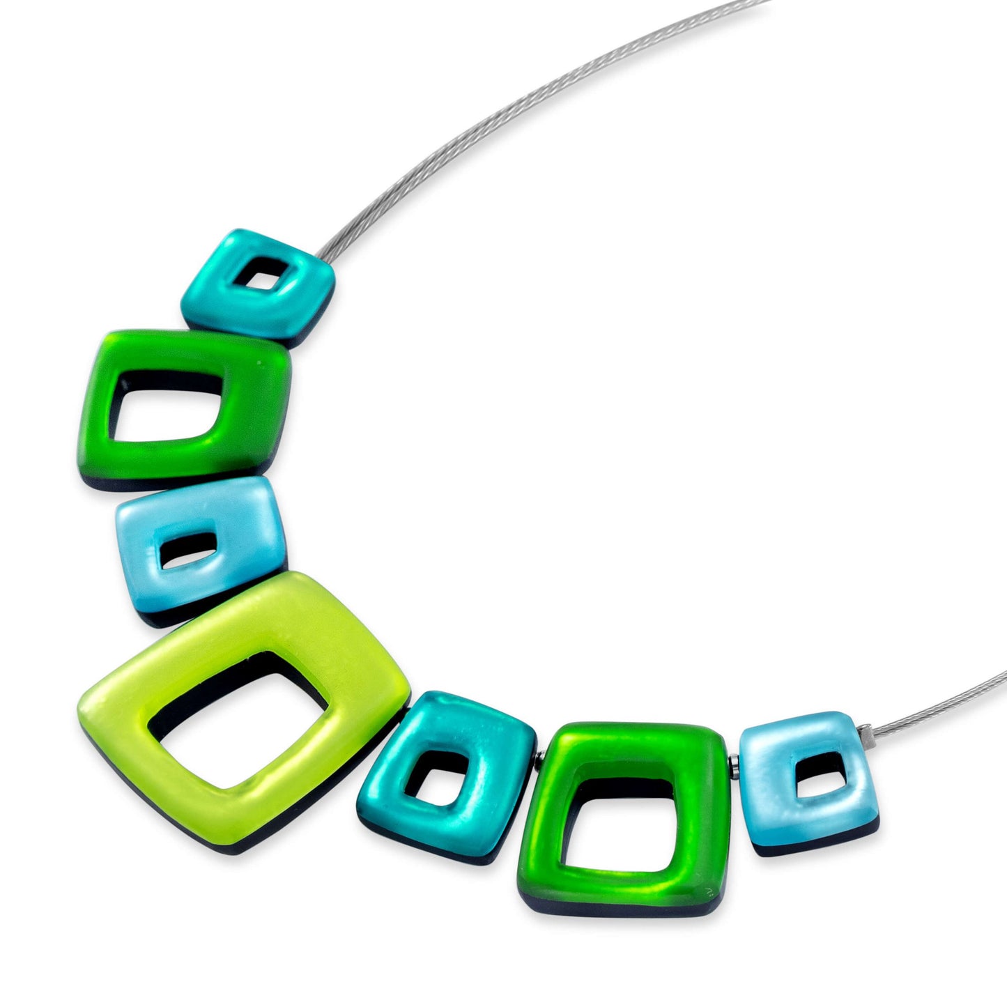 Neptune Hollow Squares Matte Necklace | The Jewellery Stop