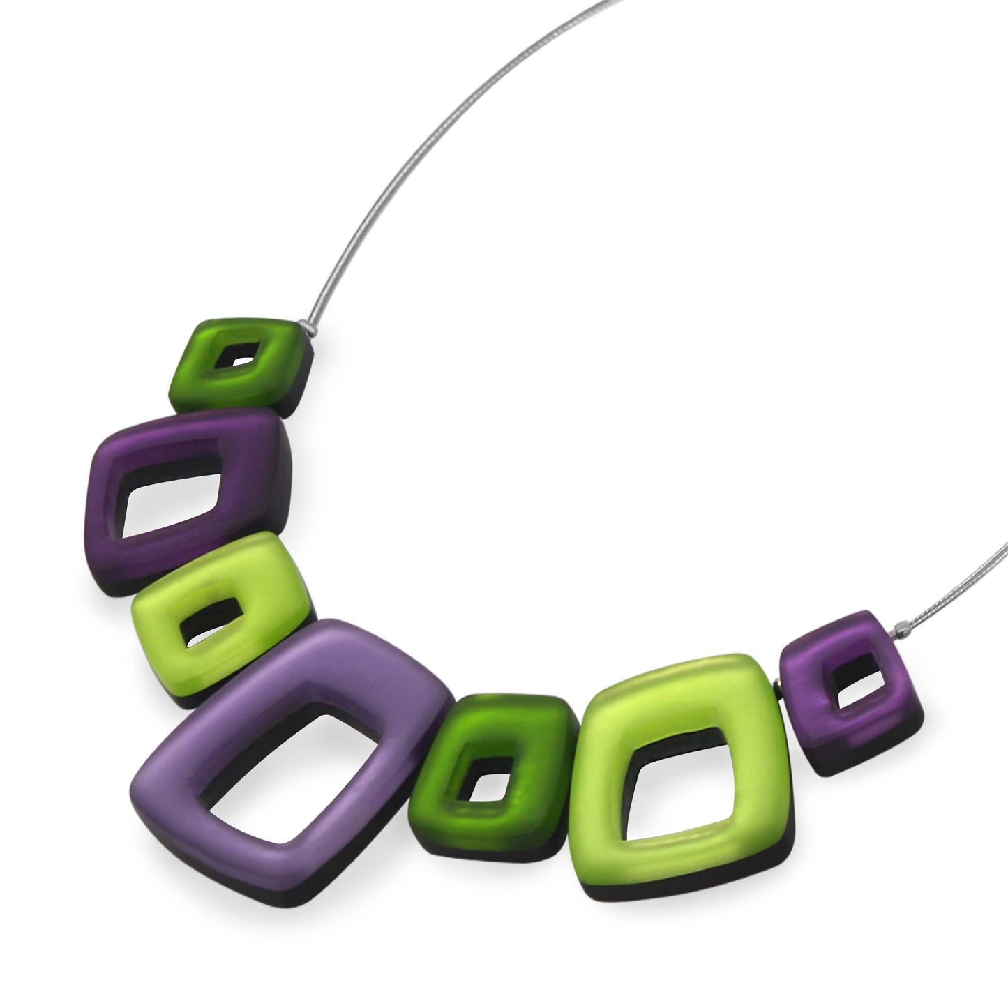 Nessie Hollow Squares Matte Necklace | The Jewellery Stop
