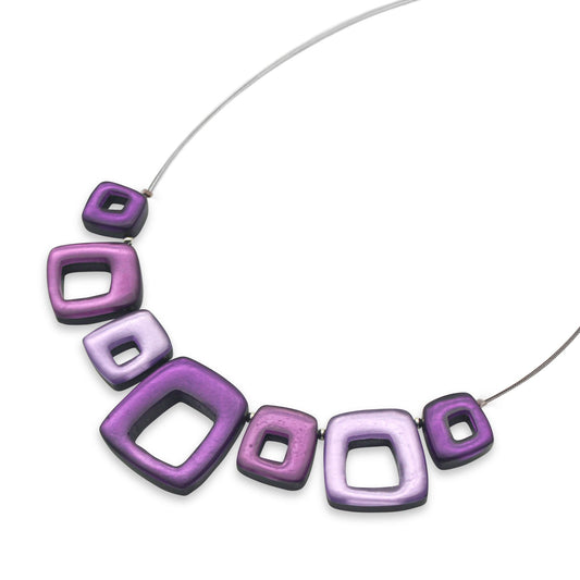 Sweetpea Hollow Squares Matte Necklace | The Jewellery Stop