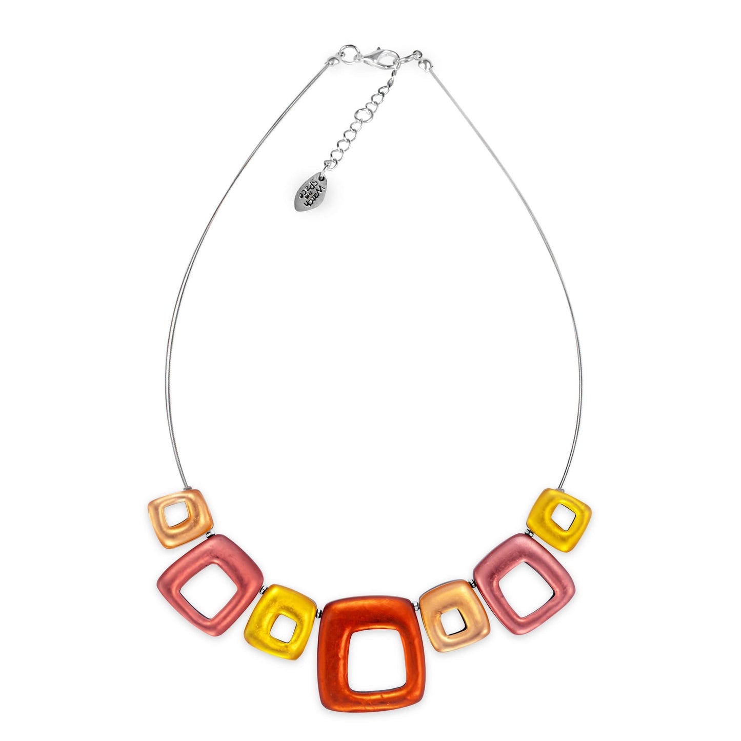 Terracotta Hollow Squares Matte Necklace | The Jewellery Stop