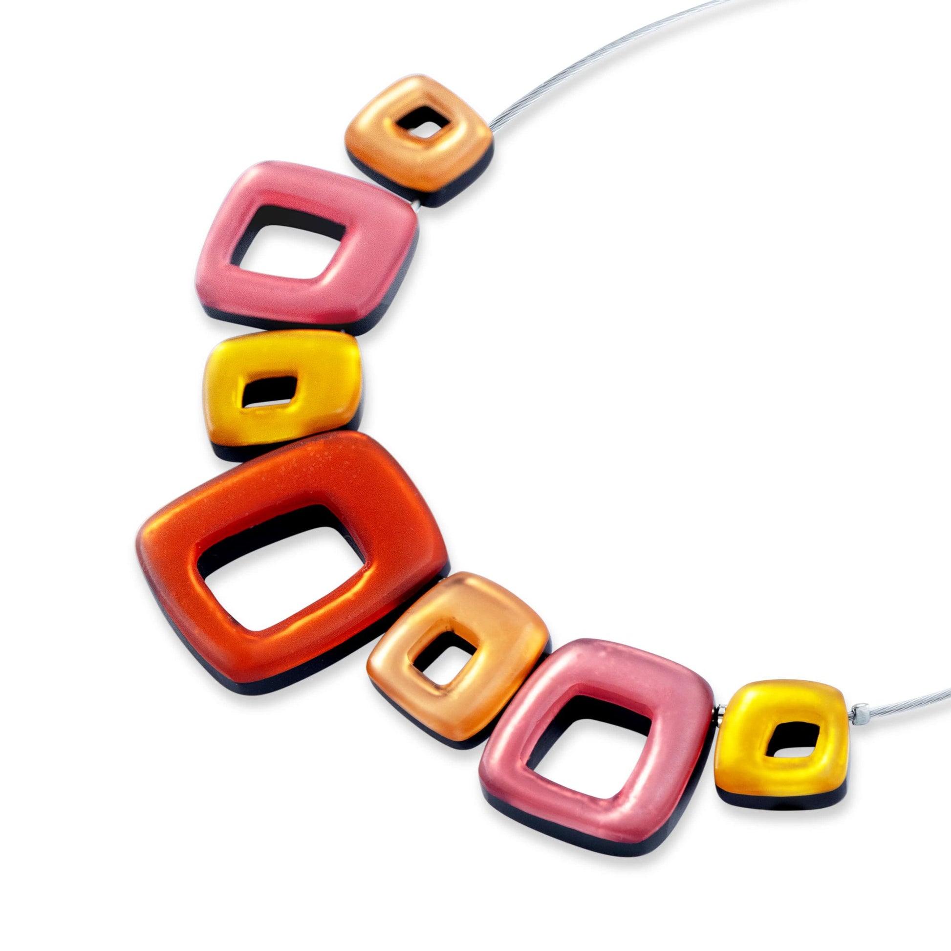 Terracotta Hollow Squares Matte Necklace | The Jewellery Stop