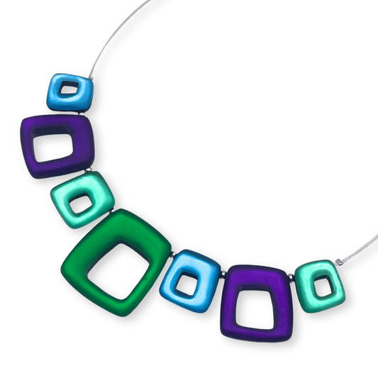 Aurora Hollow Squares Matte Necklace | The Jewellery Stop