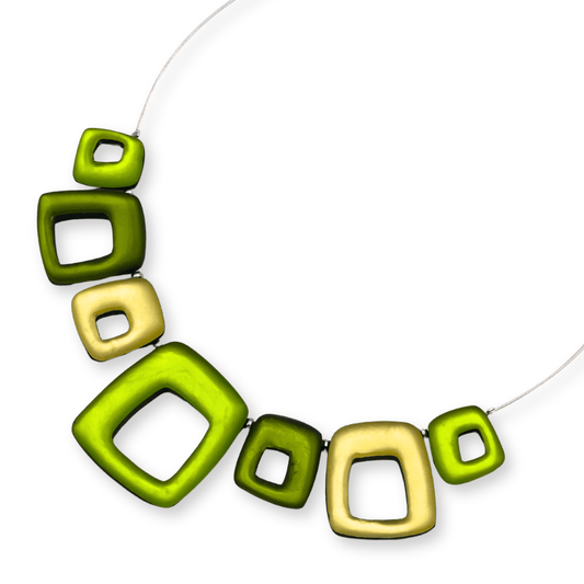 Citrus Hollow Squares Matte Necklace | The Jewellery Stop