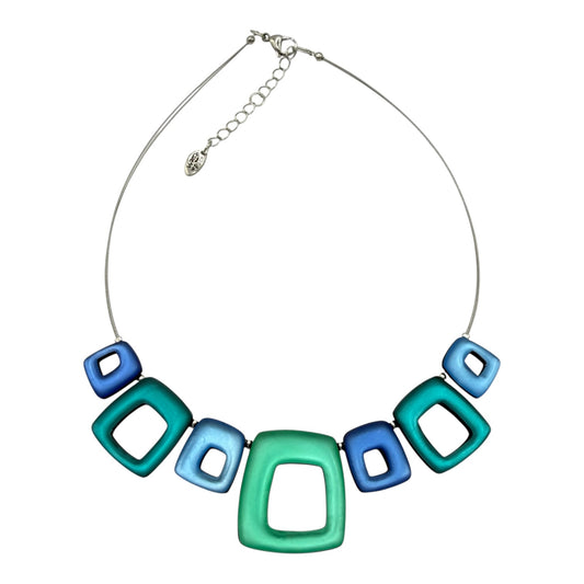Crystal Hollow Squares Matte Necklace | The Jewellery Stop
