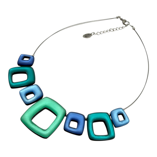 Crystal Hollow Squares Matte Necklace | The Jewellery Stop