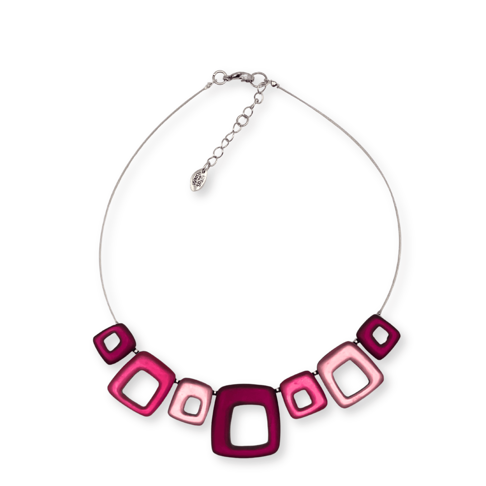 Flamingo Hollow Squares Matte Necklace | The Jewellery Stop