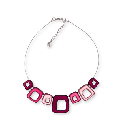 Flamingo Hollow Squares Matte Necklace | The Jewellery Stop