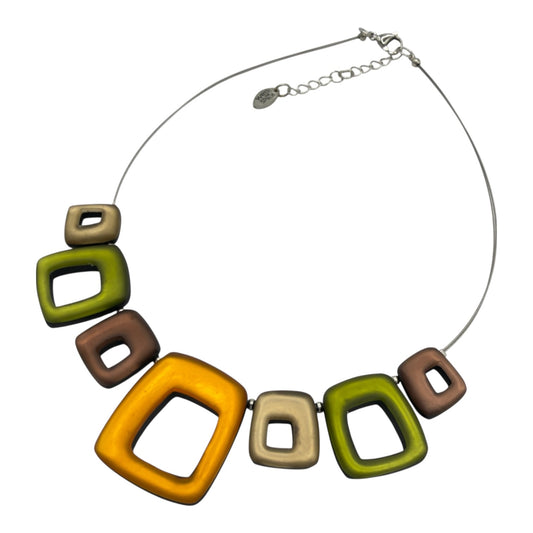 Pistachio Hollow Squares Matte Necklace | The Jewellery Stop
