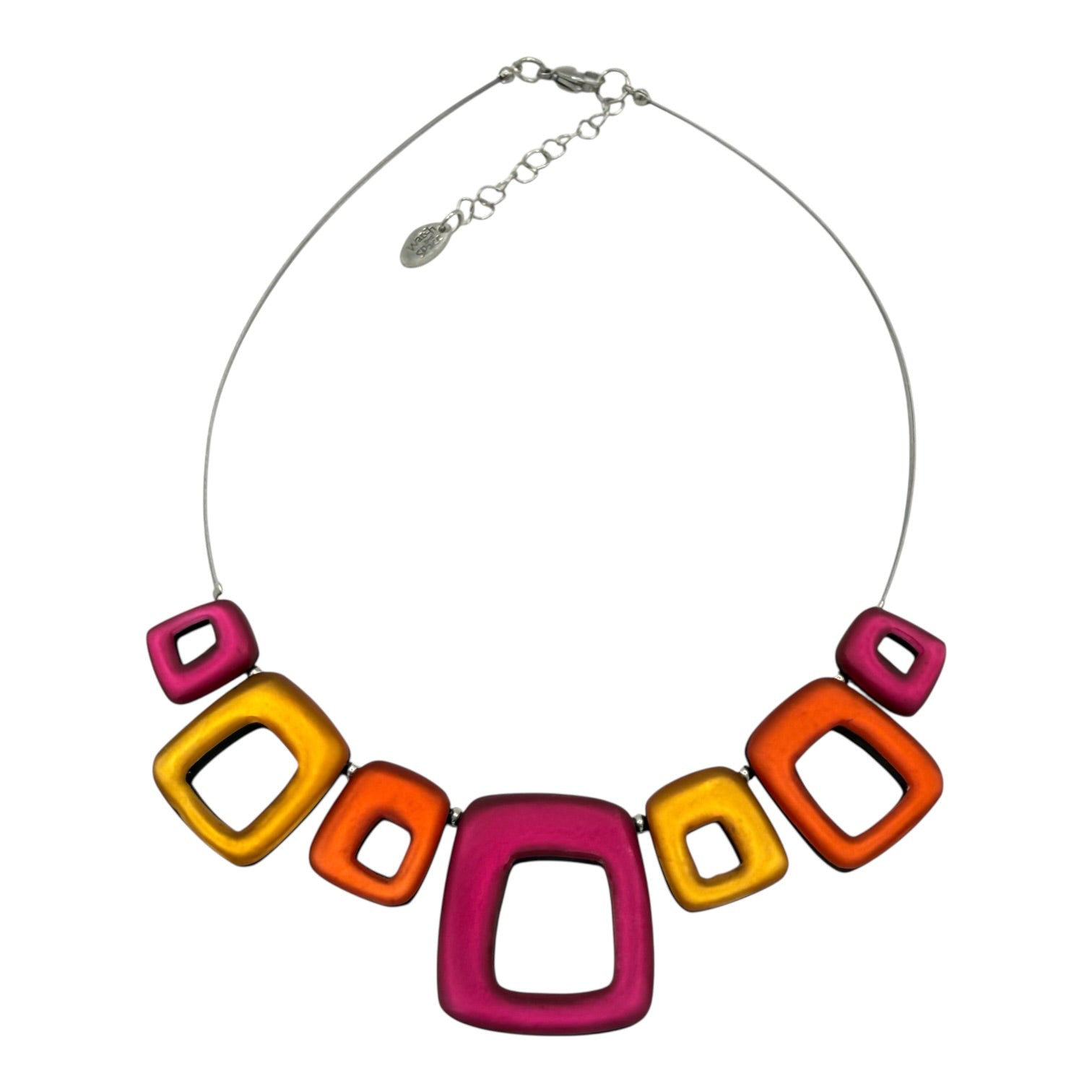 Tropical Hollow Squares Matte Necklace