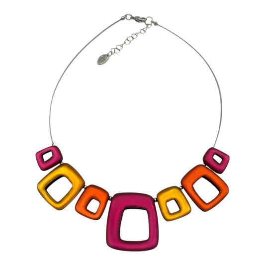 Tropical Hollow Squares Matte Necklace