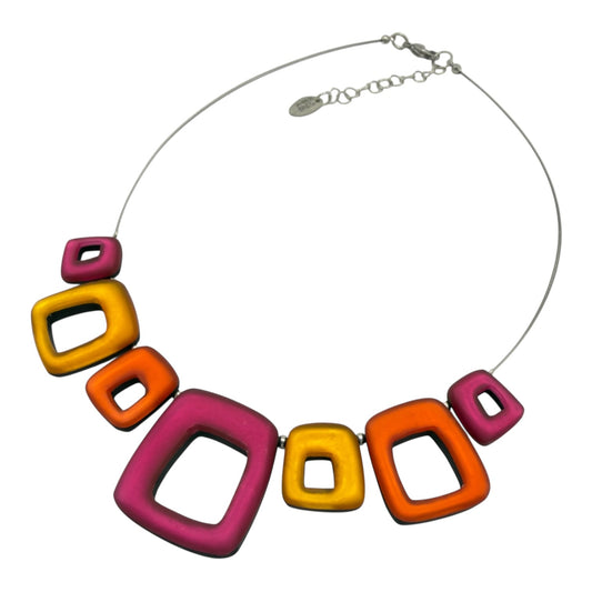 Tropical Hollow Squares Matte Necklace